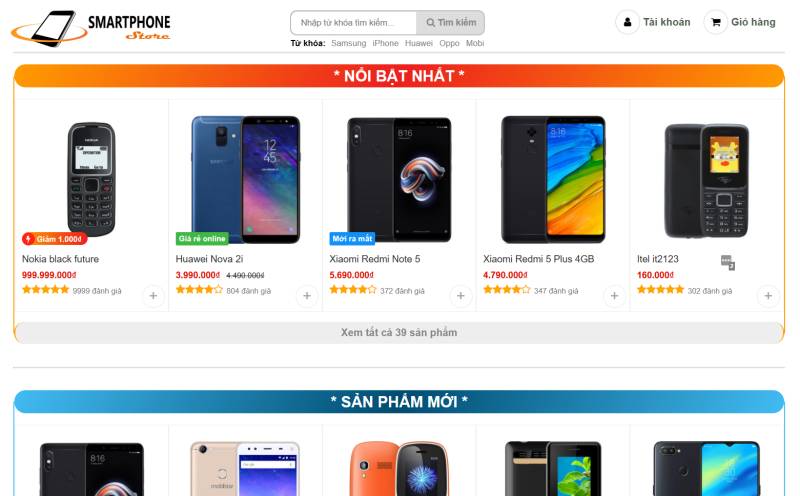Web bán điện thoại - Đồ án 1
